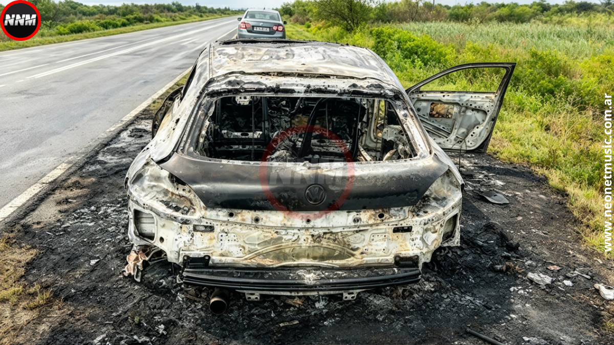 Un auto se incendió por completo en una ruta entrerriana
